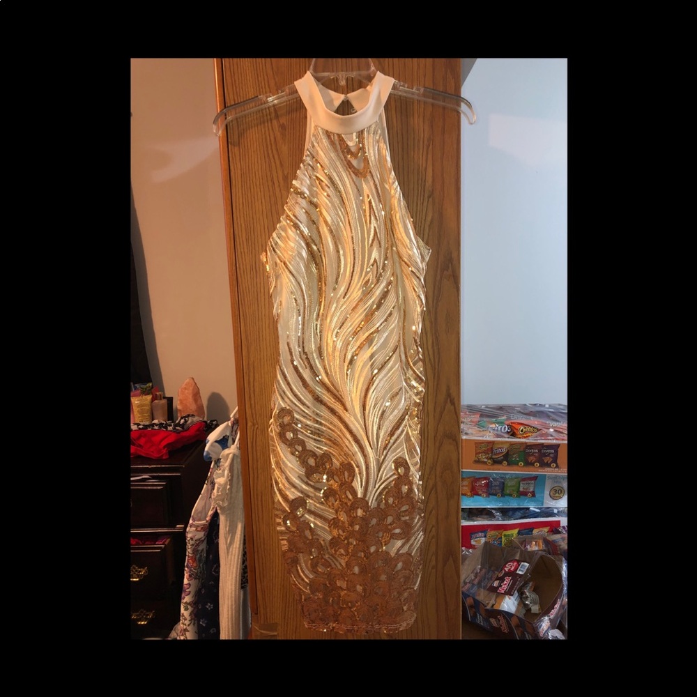 Gold and cream Prom Dress